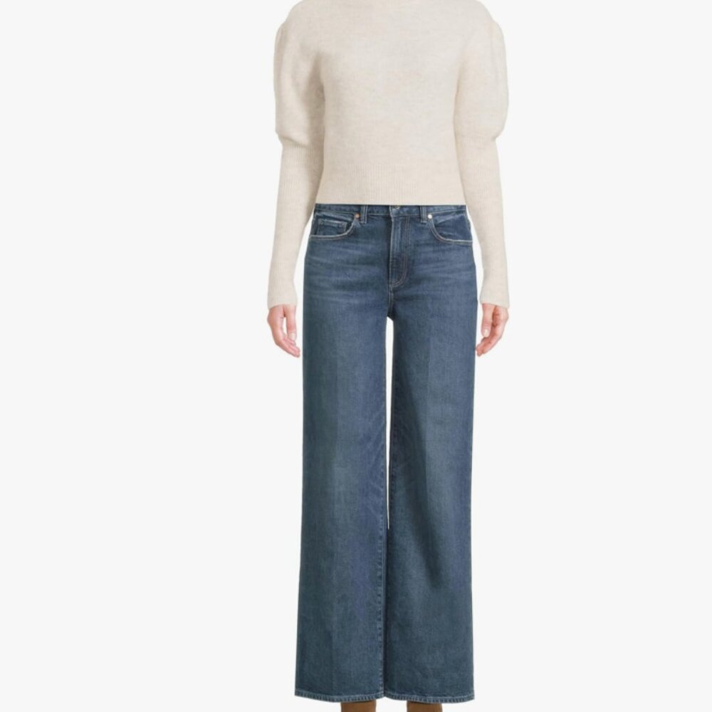 PAIGE Wide Leg Jeans in Medium Blue Wash
